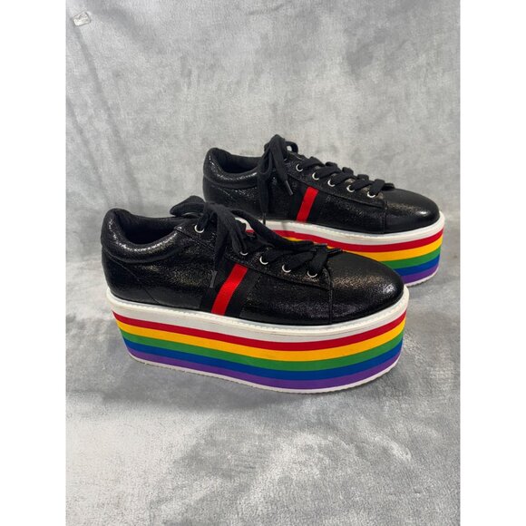 Cape Robbin womens 9M rainbow platform wedge Sneakers - Picture 6 of 12